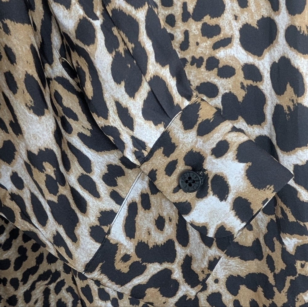 Zadig and Voltaire Sz Medium Retouched Satin Leo Dress Long Sleeve Animal Print - Picture 7 of 15